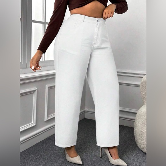NWOT SXY Plus High Waist Wide Leg Jeans -size 0XL/12 White - Picture 8 of 9